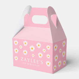 Wild One 1. Geburtstag Party Boho Pink Daisy Geschenkschachtel