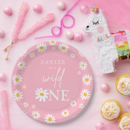 Wild One 1. Geburtstag Party Boho Retro Daisy Pappteller
