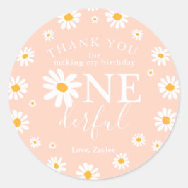 Wild One 1. Geburtstag Party Boho Retro Peach Dais Runder Aufkleber