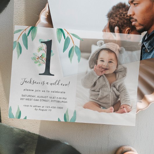 Wild One 1. Geburtstag Party Foto Pergament Einladungen