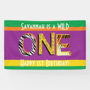 Wild One 1. Geburtstag Party Safari Banner