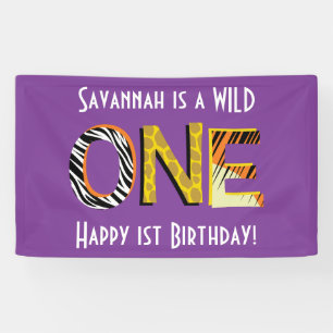 Wild One 1. Geburtstag Party Safari Banner