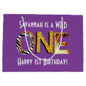 Wild One 1. Geburtstag Party Safari Große Geschenktüte (Rückseite)