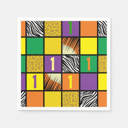 Wild One 1. Geburtstag Party Safari Serviette (Vorderseite)