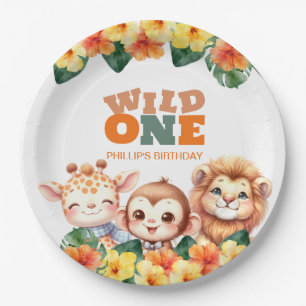 Wild One 1. Geburtstag Safari Löwe Giraffe Affe Pappteller