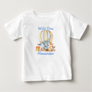 Wild One 1. Geburtstag Safari Tiere Blue Ballon Baby T-shirt