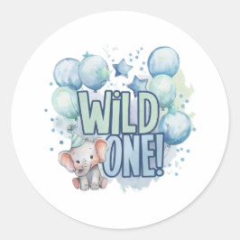 Wild One 1. Geburtstag Wasserfarbe Runder Aufkleber