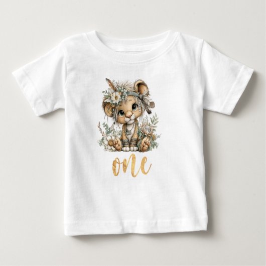Wild One 1st Birthday Boho Lion Baby T-Shirt (Vorderseite)