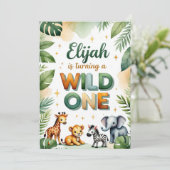 Wild One 1st Birthday Invitation Card - Elijah Einladung (Stehend Vorderseite)