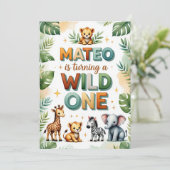 Wild One 1st Birthday Invitation Card - Mateo Einladung (Stehend Vorderseite)