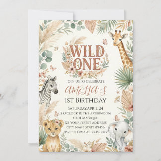 Wild One 1st Birthday Invitation Photo Boho Einladung