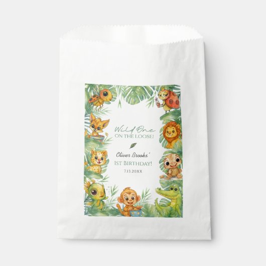 Wild One 1st Birthday Jungle Party Favor Bag Geschenktütchen (Vorderseite)