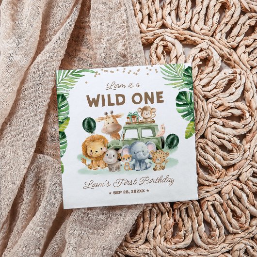 Wild One 1st Birthday Safari Animals Serviette