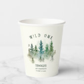 Wild One 1st Birthday Woodland Watercolor Pappbecher (Vorderseite)