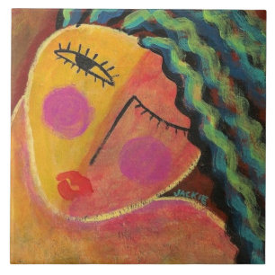 Wild One Abstraktes Portrait einer Frau Fliese