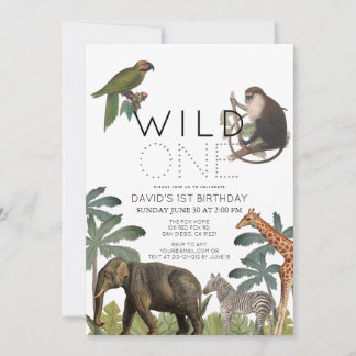 Wild One African Safari Animals 1. Geburtstag Einladung