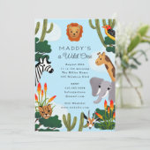 Wild One African Savanna Children's Birthday Party Einladung (Stehend Vorderseite)