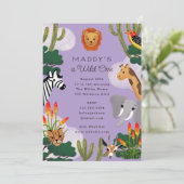 Wild One African Savanna Children's Birthday Party Einladung (Stehend Vorderseite)