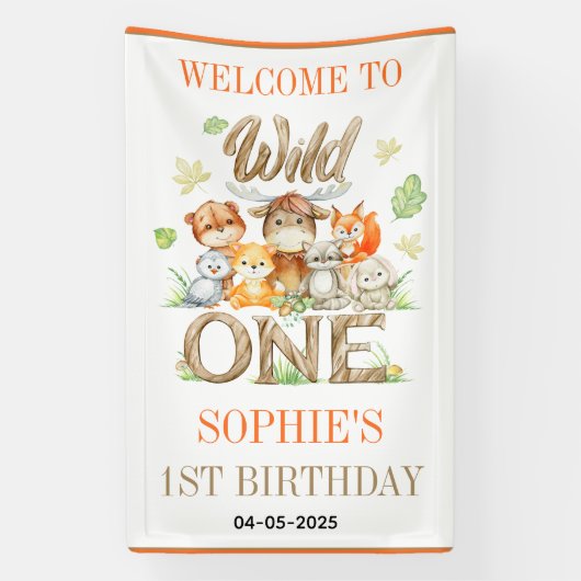 Wild One Animal 1st Birthday Party | Safari Jungle Banner (Vertikal)