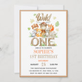 Wild One Animal 1st Birthday Party | Safari Jungle Einladung (Vorderseite)