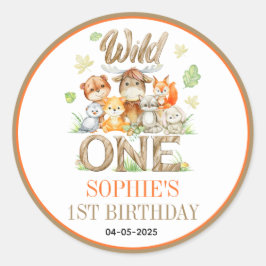 Wild One Animal 1st Birthday Party | Safari Jungle Runder Aufkleber