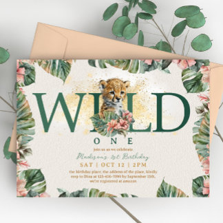Wild One Animal Guepard Baby Boy 1. Geburtstag Einladung