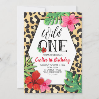 Wild One Animal Print Erster Geburtstag Einladung