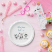 Wild One Animal Safari Schwarz-weiß Blue Geburtsta Pappteller (Party)