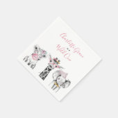 Wild One Animal Safari Schwarz-weiß Rosa Geburtsta Serviette (Ecke)