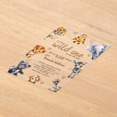 Wild One Animals Moderne einfache Baby Boy Dusche Acryleinladungen (Ablage )