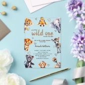 Wild One Animals Moderne einfache Baby Boy Dusche Acryleinladungen (In Situ (Hochzeit))