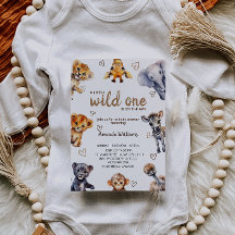 Wild One Animals Moderne einfache Baby Boy Dusche