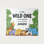 "Wild One Arrival" Personalisiert Safari Baby Dusc Wandteppich (Vorderseite (Horizontal))