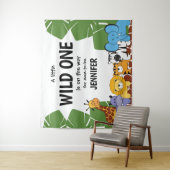 "Wild One Arrival" Personalisiert Safari Baby Dusc Wandteppich (Beispiel)