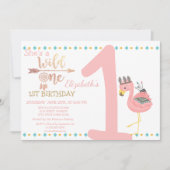 Wild One, Arrows, Dream Catcher Flamingo Birthday Einladung (Vorderseite)