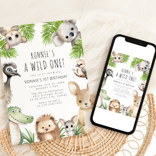 Wild One! Aussie Animal Birthday Party Einladung