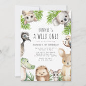 Wild One! Aussie Animal Birthday Party Einladung (Vorderseite)