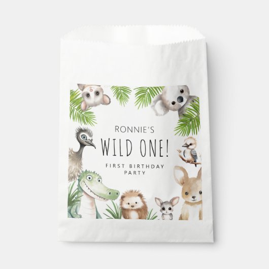 Wild One! Aussie Animal Birthday Party Geschenktütchen (Vorderseite)