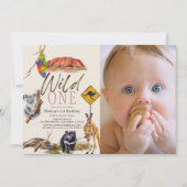 Wild One Australian Animals Foto 1. Geburtstag Einladung (Vorderseite)