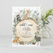 Wild One Australian Animals Greenery Birthday Boy Einladung (Stehend Vorderseite)