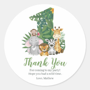 Wild One Baby 1. Geburtstag Jungle Safari Runder Aufkleber