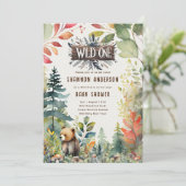 Wild-One-Baby-Bear-Woodland-Tiere rustikal Einladung (Stehend Vorderseite)