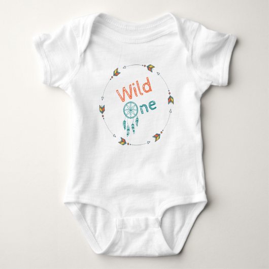 Wild One Baby Birthday Tribal Boho Dreamcatcher Baby Strampler (Vorderseite)