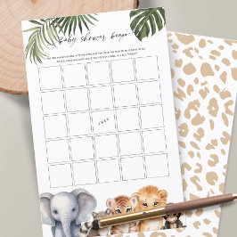 Wild One Baby Boy Shower Bingo Safari Tiere