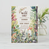 Wild One Baby Bunny Woodland Tiere Rustikal Einladung (Stehend Vorderseite)