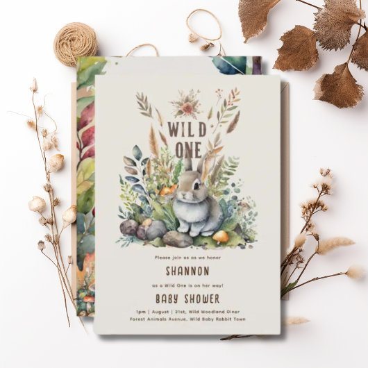 Wild One Baby Bunny Woodland Tiere Rustikal Einladung