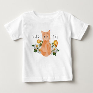 Wild One - Baby Cat und Blume 1. Geburtstag Baby T-shirt