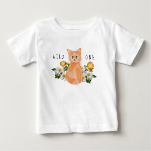 Wild One - Baby Cat und Blume 1. Geburtstag T-shirt