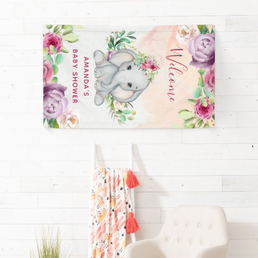 Wild One - Baby Elephant und Blume Banner (Insitu)