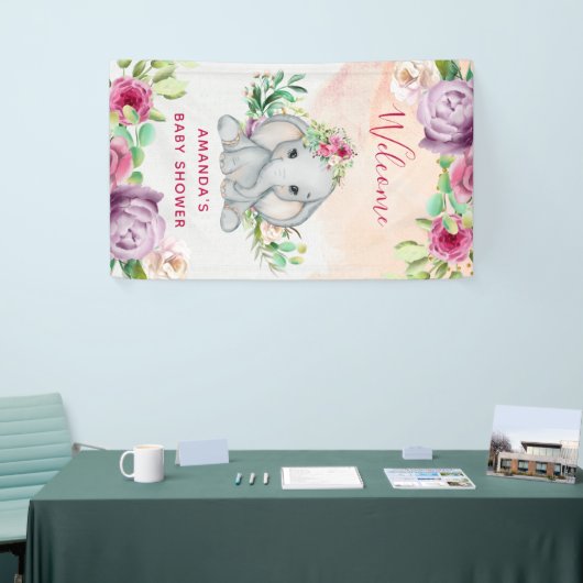 Wild One - Baby Elephant und Blume Banner (Messeveranstaltung)